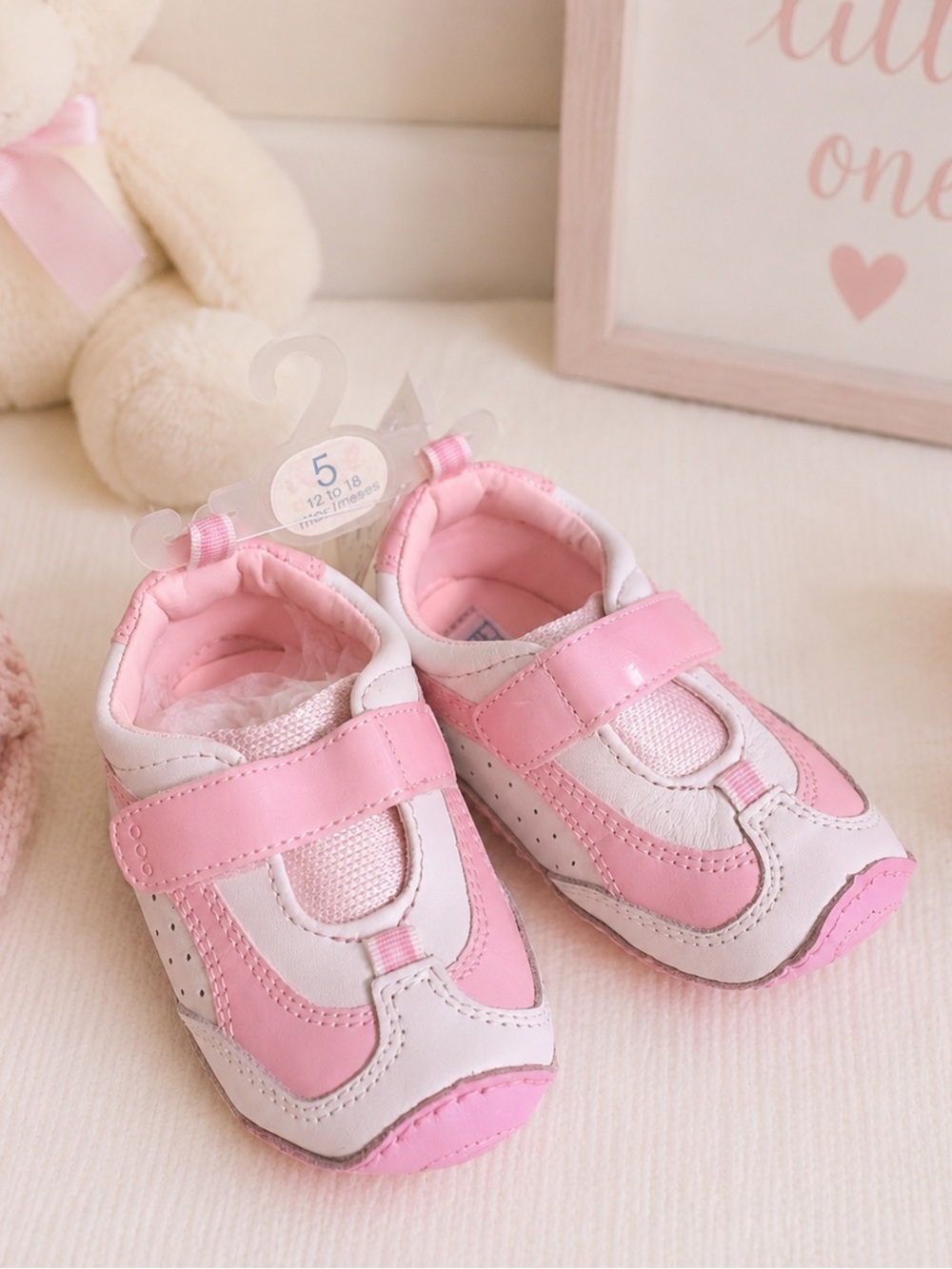 NWT Baby Girl Pink & White Sneakers | Walker Stage 5 Infant | Toddler Shoes